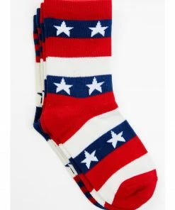 Rank 45 Girls' Stars & Stripes Crew Socks - 2-Pack Red/white/blue