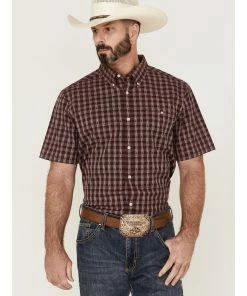 Rank 45 Men's Pick Up Small Plaid Short Sleeve Button-Down Western Shirt  