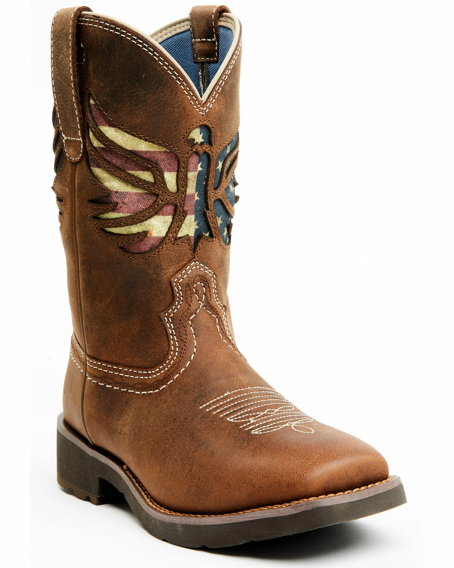 Rank 45 Women's Insipired Stars And Stripes Inlay Shaft Performance Leather Western Boots - Broad Square Toe 3 Rank 45 Women's Insipired Stars And Stripes Inlay Shaft Performance Leather Western Boots - Broad Square Toe