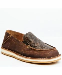 Rank 45 Women's Amberlin Brown Textured Print Pull-On Casual Shoe - Moc Toe