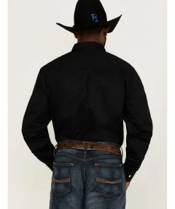 Rank 45 Men's Solid Basic Twill Logo Long Sleeve Button-Down Western Shirt  Royal Blue -Rank 45 shop 2000359462 001 P4