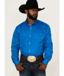 Rank 45 Men's Solid Basic Twill Logo Long Sleeve Button-Down Western Shirt  Royal Blue -Rank 45 shop 2000359462 460 P1
