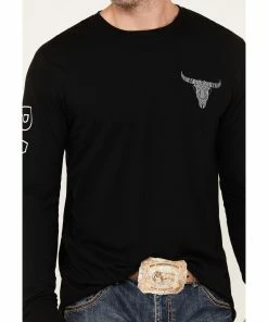 Rank 45 Men's Bull Skull Black Logo Graphic Long Sleeve T-Shirt  -Rank 45 shop 2000359478 001 P3