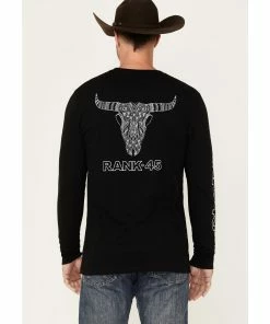 Rank 45 Men's Bull Skull Black Logo Graphic Long Sleeve T-Shirt  -Rank 45 shop 2000359478 001 P4
