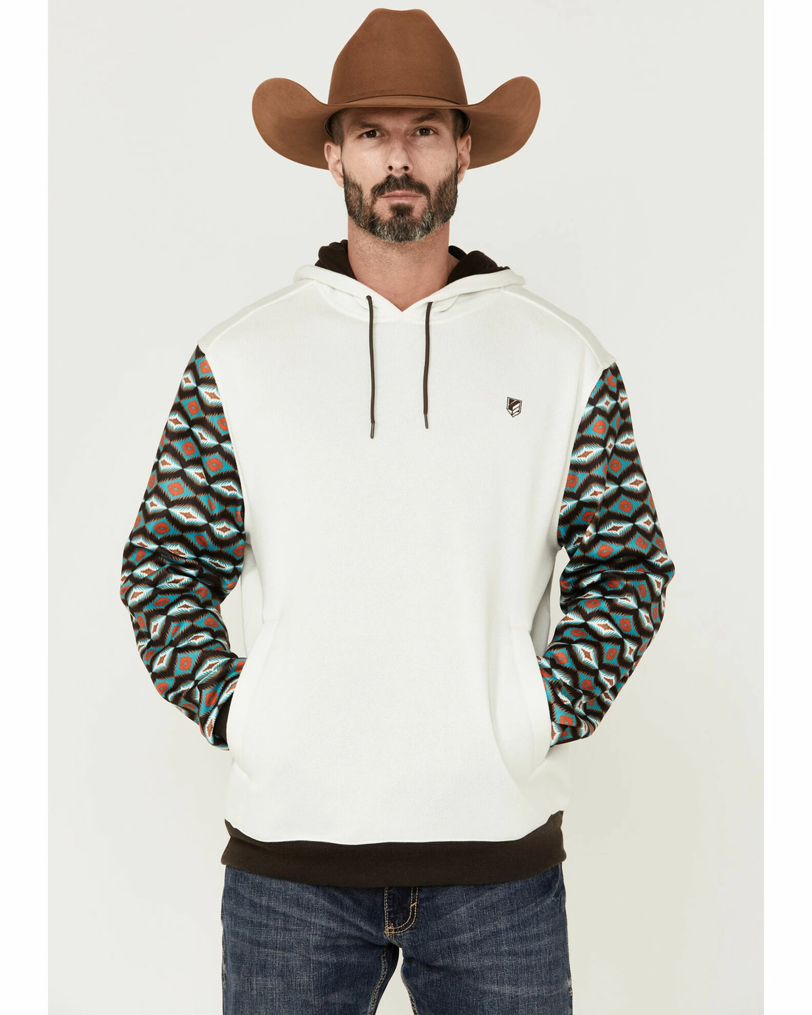 Rank 45 Men's Rustler Southwestern Color-Block Sleeve Hooded Sweatshirt 4 Rank 45 Men's Rustler Southwestern Color-Block Sleeve Hooded Sweatshirt - Image 2