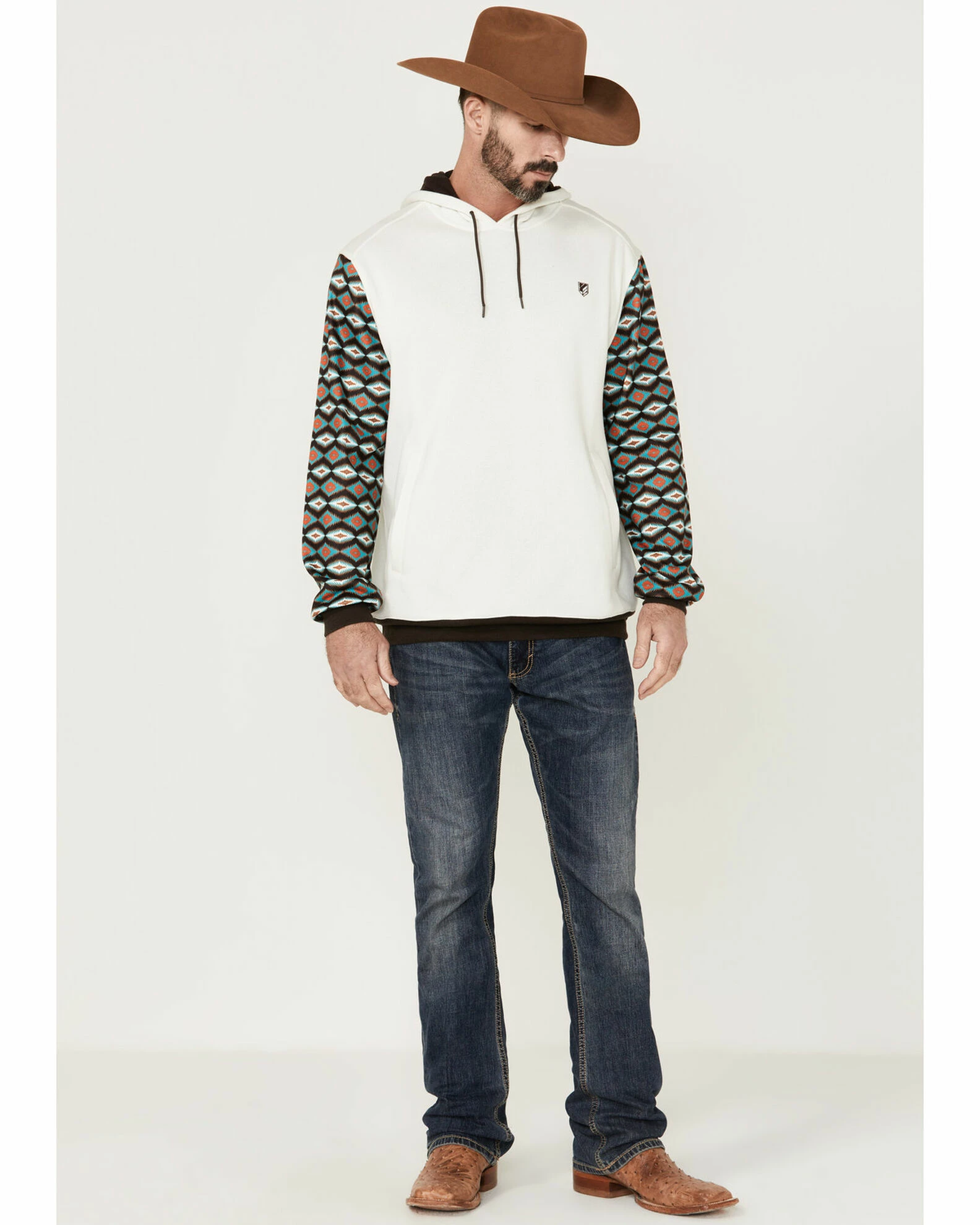 Rank 45 Men's Rustler Southwestern Color-Block Sleeve Hooded Sweatshirt 5 Rank 45 Men's Rustler Southwestern Color-Block Sleeve Hooded Sweatshirt - Image 3