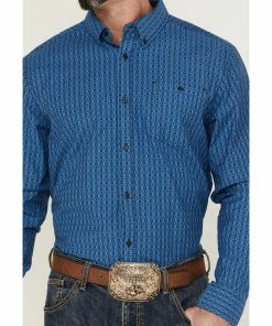 Rank 45 Men's Bulldogger Dobby Geo Button-Down Western Shirt - Big & Tall  Blue -Rank 45 shop 2000359590 400 P3