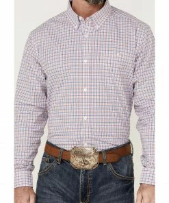Rank 45 Men's Bronc Small Plaid Long Sleeve Button-Down Western Shirt  -Rank 45 shop 2000359592 942 P3