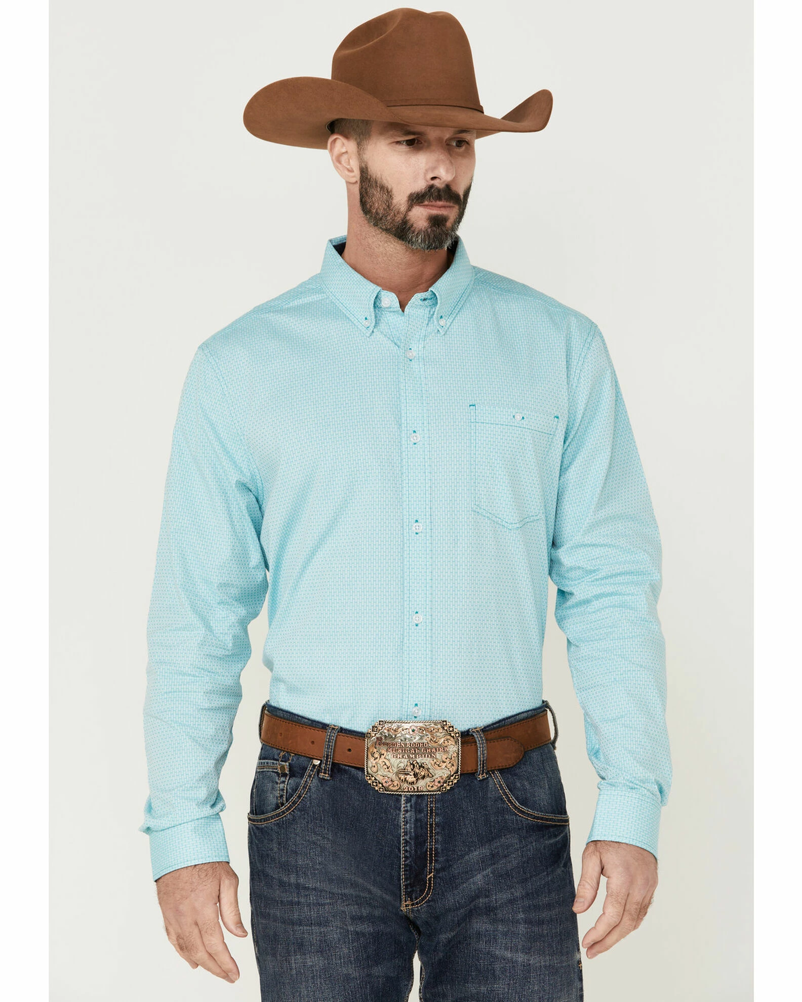 Rank 45 Men's Heeler Textured Solid Long Sleeve Button-Down Western Shirt 3 Rank 45 Men's Heeler Textured Solid Long Sleeve Button-Down Western Shirt