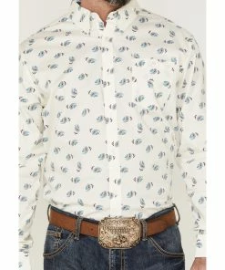 Rank 45 Men's Roughstock Paisley Geo Print Long Sleeve Button-Down Western Shirt  Cream -Rank 45 shop 2000359595 110 P3