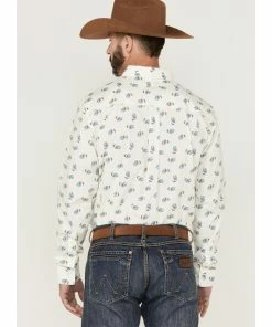 Rank 45 Men's Roughstock Paisley Geo Print Long Sleeve Button-Down Western Shirt  Cream -Rank 45 shop 2000359595 110 P4