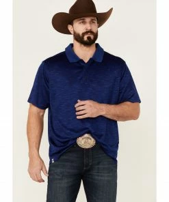 Rank 45 Men's Elite Blue Stripe Short Sleeve Performance Polo Shirt 