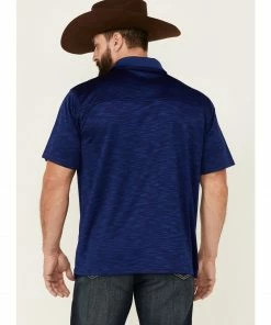 Rank 45 Men's Elite Blue Stripe Short Sleeve Performance Polo Shirt  -Rank 45 shop 2000360366 400 P4