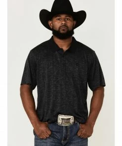 Rank 45 Men's Rowel Camo Print Performance Polo Shirt  Black