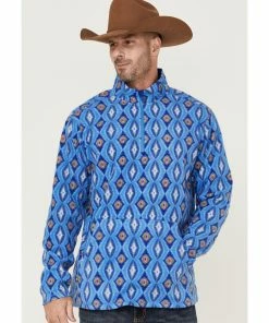 Rank 45 Men's Shadow Southwestern Print 1/4 Zip-Front Fleece Pullover Sweatshirt Blue -Rank 45 shop 2000360389 400 P1 1