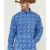 Rank 45 Men's Shadow Southwestern Print 1/4 Zip-Front Fleece Pullover Sweatshirt Blue -Rank 45 shop 2000360389 400 P1