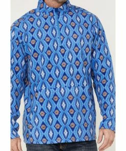 Rank 45 Men's Shadow Southwestern Print 1/4 Zip-Front Fleece Pullover Sweatshirt Blue -Rank 45 shop 2000360389 400 P3