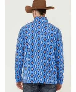 Rank 45 Men's Shadow Southwestern Print 1/4 Zip-Front Fleece Pullover Sweatshirt Blue -Rank 45 shop 2000360389 400 P4