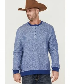 Rank 45 Men's Drover 1/4 Snap Front French Terry Pullover Sweatshirt Blue