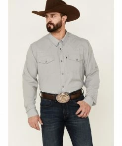 Rank 45 Men's Roughie Performance Long Sleeve Snap Solid Western Shirt  Grey -Rank 45 shop 2000361554 020 P1