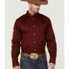 Rank 45 Men's Performance Twill Logo Long Sleeve Button-Down Western Shirt  Burgundy