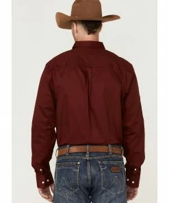 Rank 45 Men's Performance Twill Logo Long Sleeve Button-Down Western Shirt  Burgundy -Rank 45 shop 2000361572 640 P4