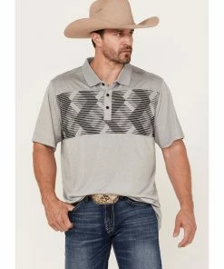 Rank 45 Men's Sunfisher Chest Stripe Short Sleeve Polo Shirt  Grey