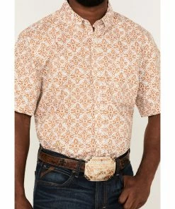 Rank 45 Men's Kickin Southwestern Print Short Sleeve Button-Down Western Shirt  Gold -Rank 45 shop 2000364500 710 P3