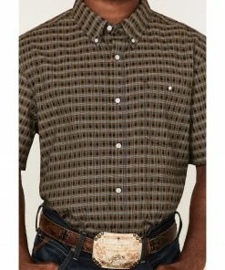 Rank 45 Men's Steer Small Plaid Short Sleeve Button-Down Western Shirt  Black -Rank 45 shop 2000364503 001 P3