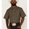 Rank 45 Men's Steer Small Plaid Short Sleeve Button-Down Western Shirt - Big & Tall  Black