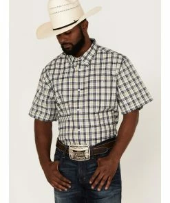 Rank 45 Men's Sponsor Plaid Short Sleeve Button-Down Western Shirt 