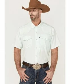 Rank 45 Men's 8 Seconds Short Sleeve Snap Western Tech Shirt  Aqua