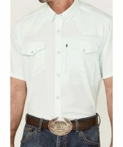 Rank 45 Men's 8 Seconds Short Sleeve Snap Western Tech Shirt  Aqua -Rank 45 shop 2000364880 441 P3