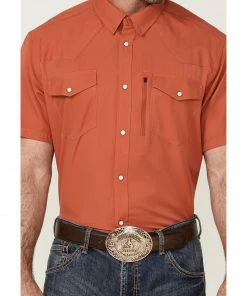 Rank 45 Men's 8 Seconds Short Sleeve Snap Western Tech Shirt  Medium Red -Rank 45 shop 2000364881 610 P3