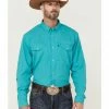 Rank 45 Men's Roughie Tech Short Sleeve Snap Western Shirt  Turquoise -Rank 45 shop 2000364903 440 P1
