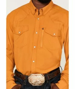 Rank 45 Men's Solid Gold Roughie Tech Long Sleeve Snap Western Shirt  -Rank 45 shop 2000364904 710 P3