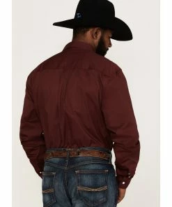 Rank 45 Men's Twill Logo Long Sleeve Button-Down Western Shirt  Wine -Rank 45 shop 2000364918 646 P4