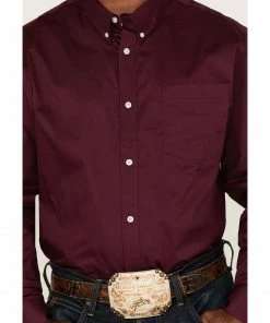 Rank 45 Men's Solid Purple Basic Twill Logo Long Sleeve Button-Down Western Shirt  -Rank 45 shop 2000364921 500 P3