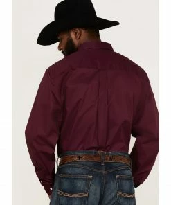 Rank 45 Men's Solid Purple Basic Twill Logo Long Sleeve Button-Down Western Shirt  -Rank 45 shop 2000364921 500 P4