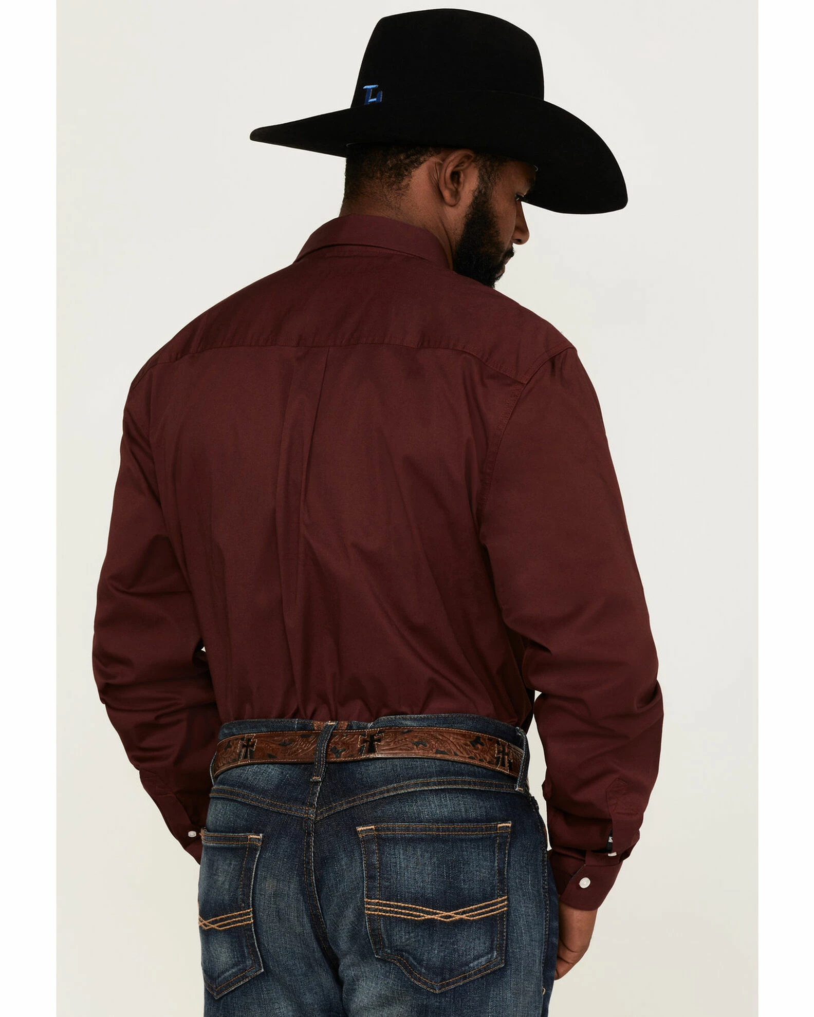 Rank 45 Men's Solid Wine Basic Twill Logo Long Sleeve Button-Down Western Shirt - Big 6 Rank 45 Men's Solid Wine Basic Twill Logo Long Sleeve Button-Down Western Shirt - Big - Image 4