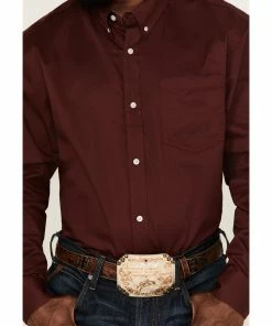 Rank 45 Men's Twill Logo Long Sleeve Button-Down Western Shirt - Tall Wine -Rank 45 shop 2000364923 646 P3