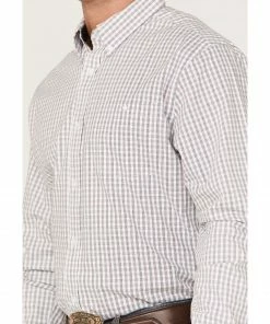 Rank 45 Men's Fishing Small Plaid Long Sleeve Button-Down Western Shirt - Big & Tall  White -Rank 45 shop 2000364966 100 P3