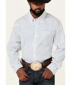 Rank 45 Men's Trained Geo Print Long Sleeve Button-Down Western Shirt  White -Rank 45 shop 2000364969 100 P3