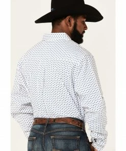 Rank 45 Men's Trained Geo Print Long Sleeve Button-Down Western Shirt  White -Rank 45 shop 2000364969 100 P4
