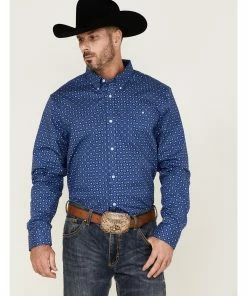Rank 45 Men's High Roller Geo Print Long Sleeve Button-Down Western Shirt  Blue -Rank 45 shop 2000364970 400 P1 1