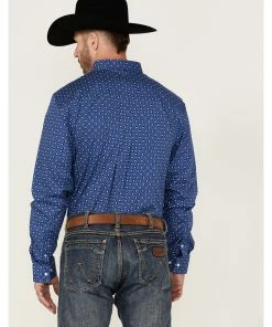 Rank 45 Men's High Roller Geo Print Long Sleeve Button-Down Western Shirt  Blue -Rank 45 shop 2000364970 400 P4