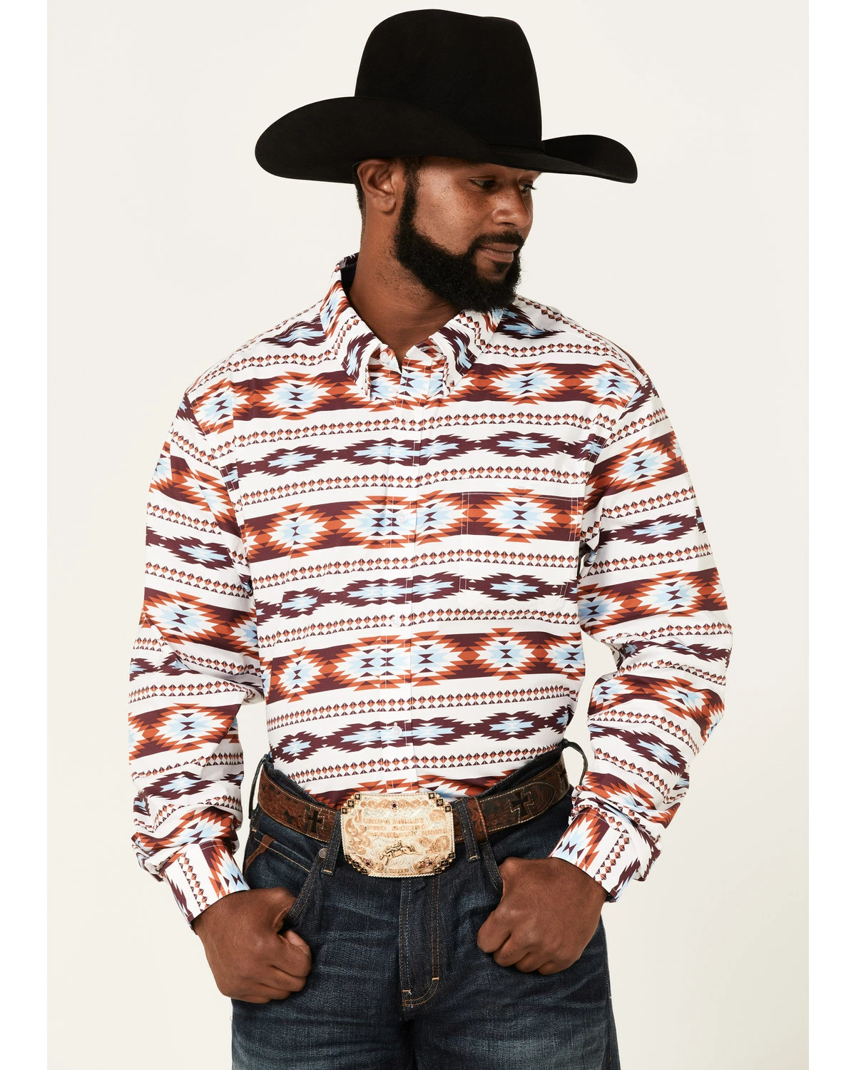 Rank 45 Men's Hung Up Southwestern Print Long Sleeve Button-Down Western Shirt Multi 7 Rank 45 Men's Hung Up Southwestern Print Long Sleeve Button-Down Western Shirt Multi - Image 5