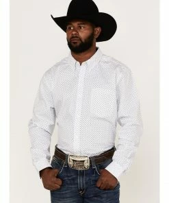 Rank 45 Men's Mash Up Floral Geo Print Long Sleeve Button-Down Western Shirt - Big & Tall  White