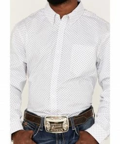 Rank 45 Men's Mash Up Floral Geo Print Long Sleeve Button-Down Western Shirt - Big & Tall  White -Rank 45 shop 2000364973 100 P3