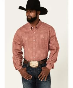 Rank 45 Men's Mash Up Floral Geo Print Long Sleeve Button-Down Western Shirt 